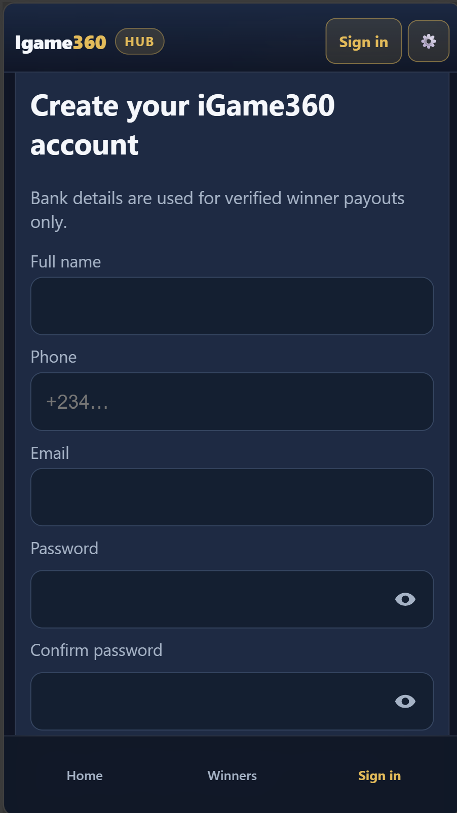 Create account
