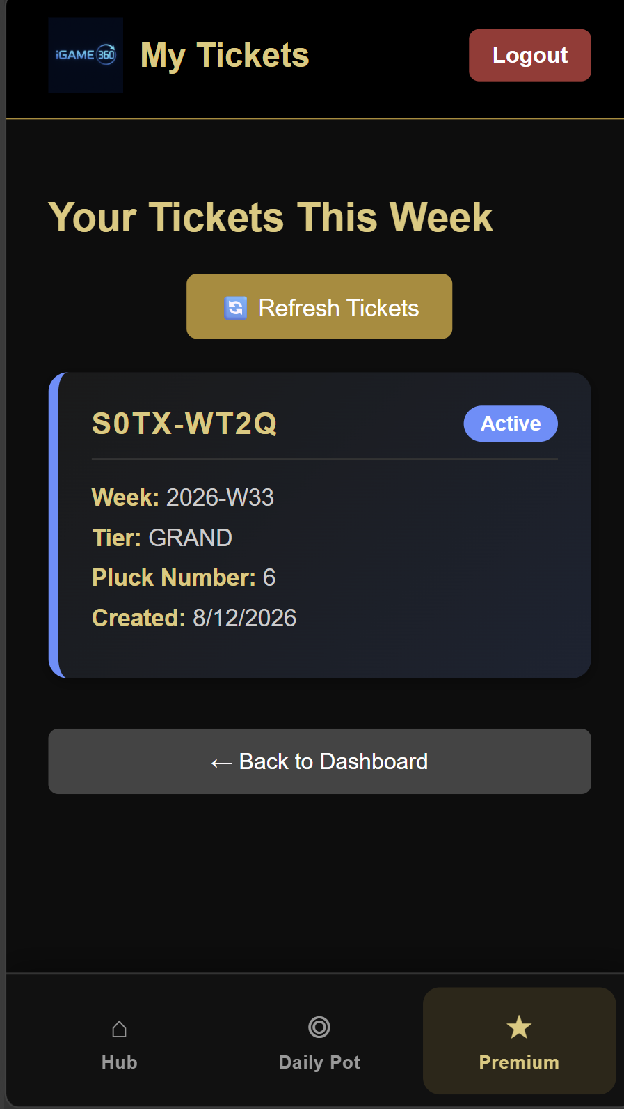 Premium ticket
